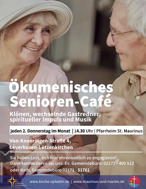Flyer Ökumenisches Senioren-Cafe, Einladung, Infos im Text daneben