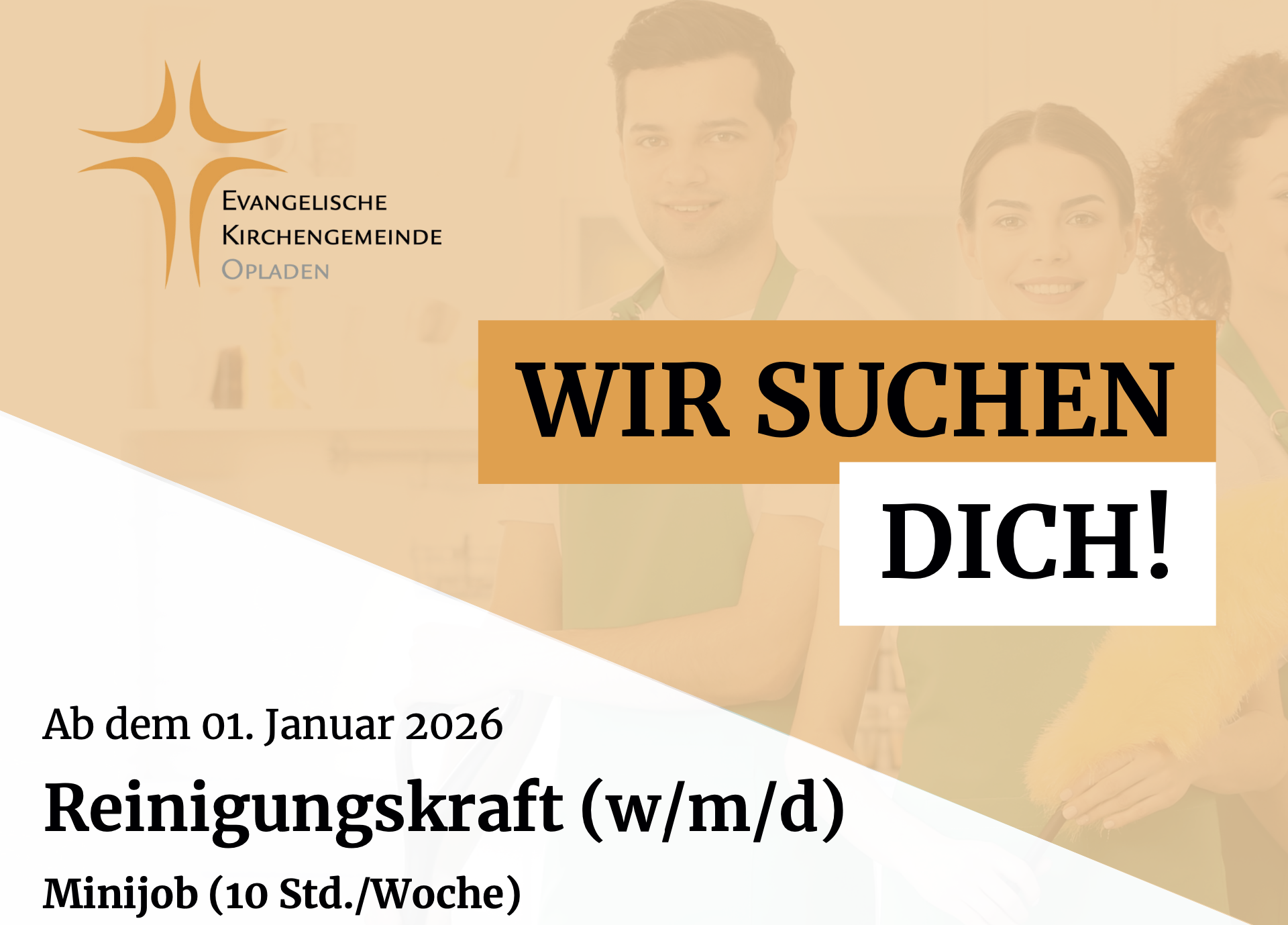 Wir suchen dich, Reinigungskraft (w/m/d), ab dem 1. Januar 2026, Minijob